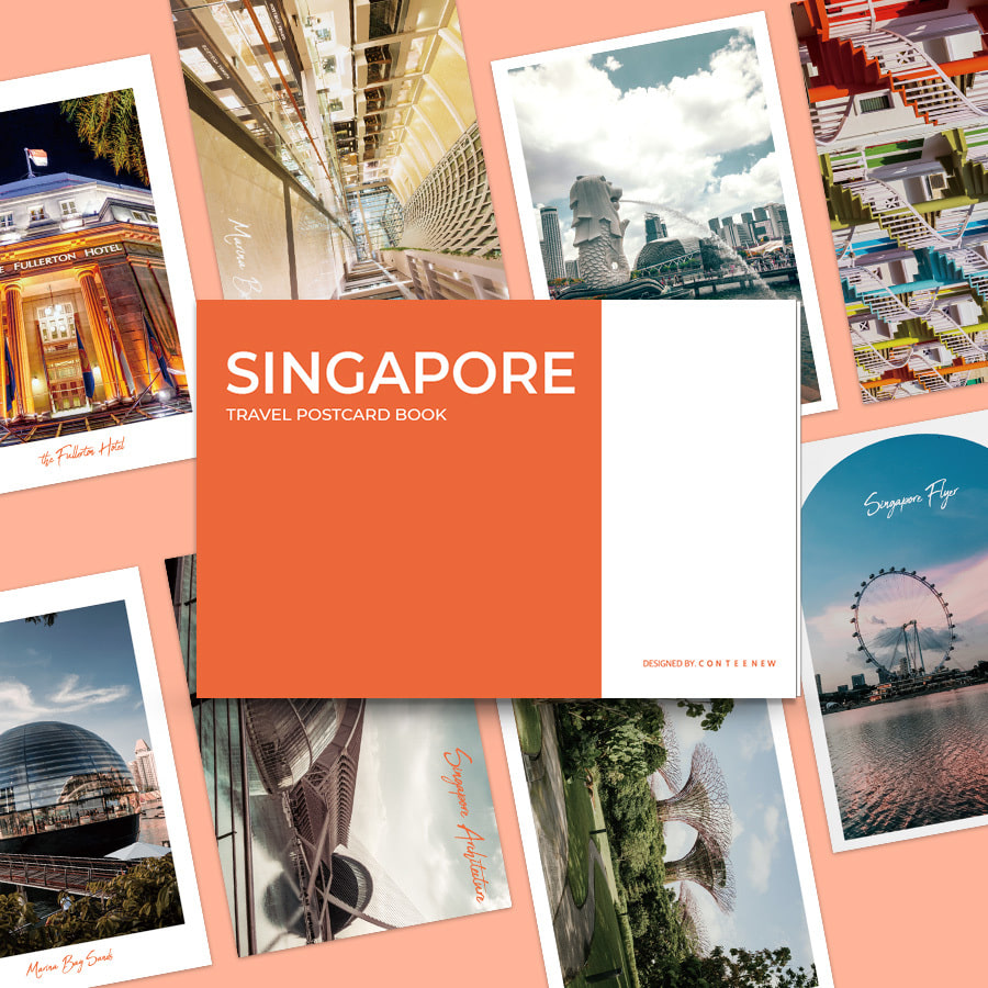 Singapore Travel 싱가포르 포스터 엽서북 여행 감성 도시 포토 18장 패키지