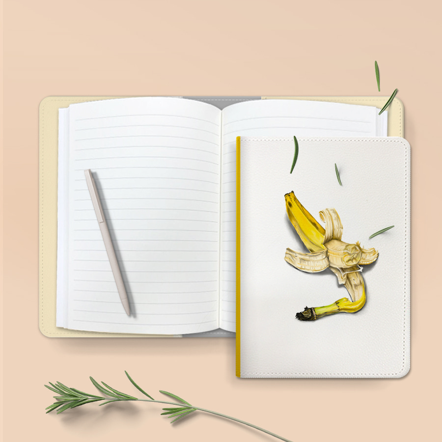 바나나맛 추억이 방울 방울 낑이 제본 레더 노트
