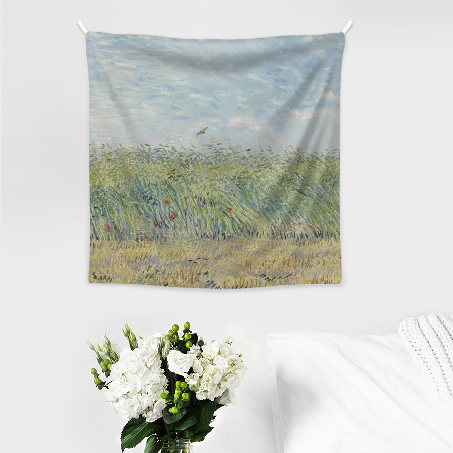 개양귀비와 종달새가 있는 밀밭 빈센트 반 고흐 천 패브릭 포스터