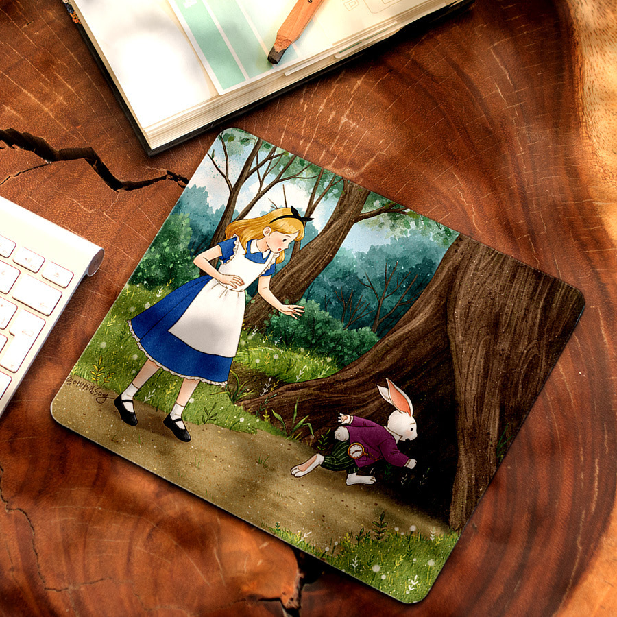이상한 나라의 앨리스, 종이비행 마우스 패드 명화 작품 그림 디자인 일러스트