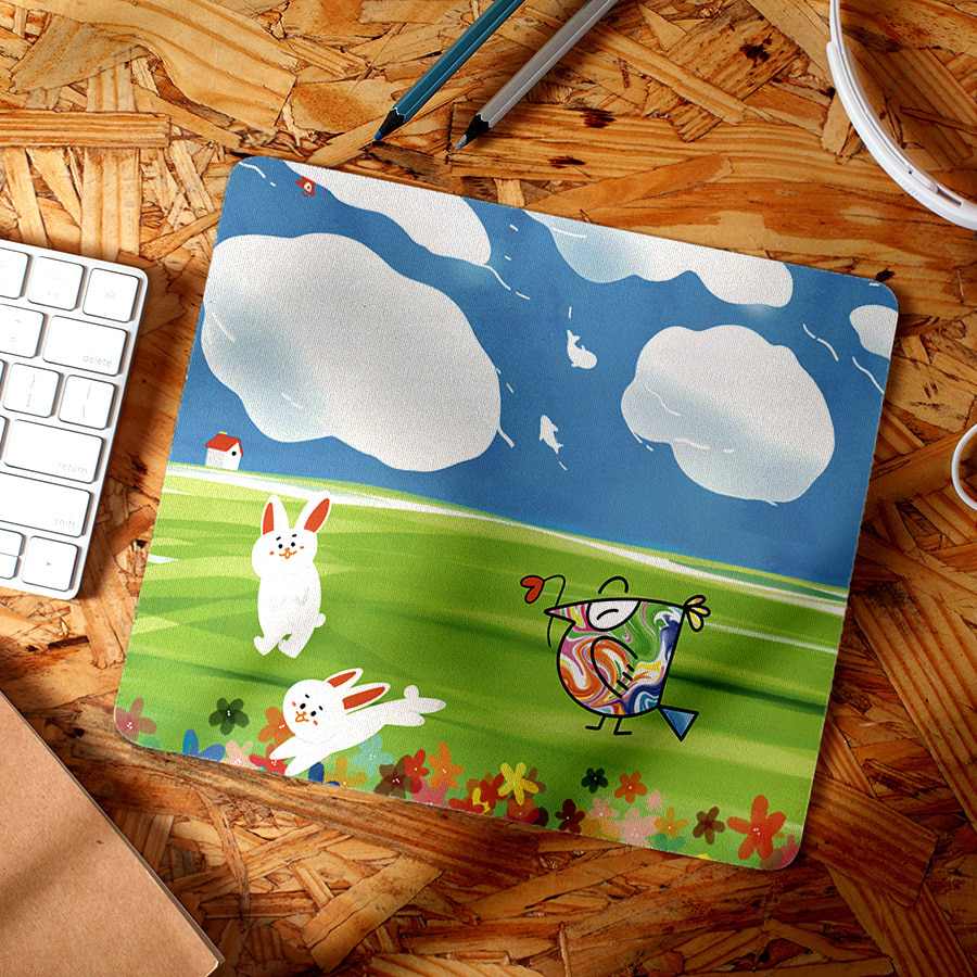 알파 파롱이와 토끼, 글림작가 임진순 마우스 패드 작품 디자인
