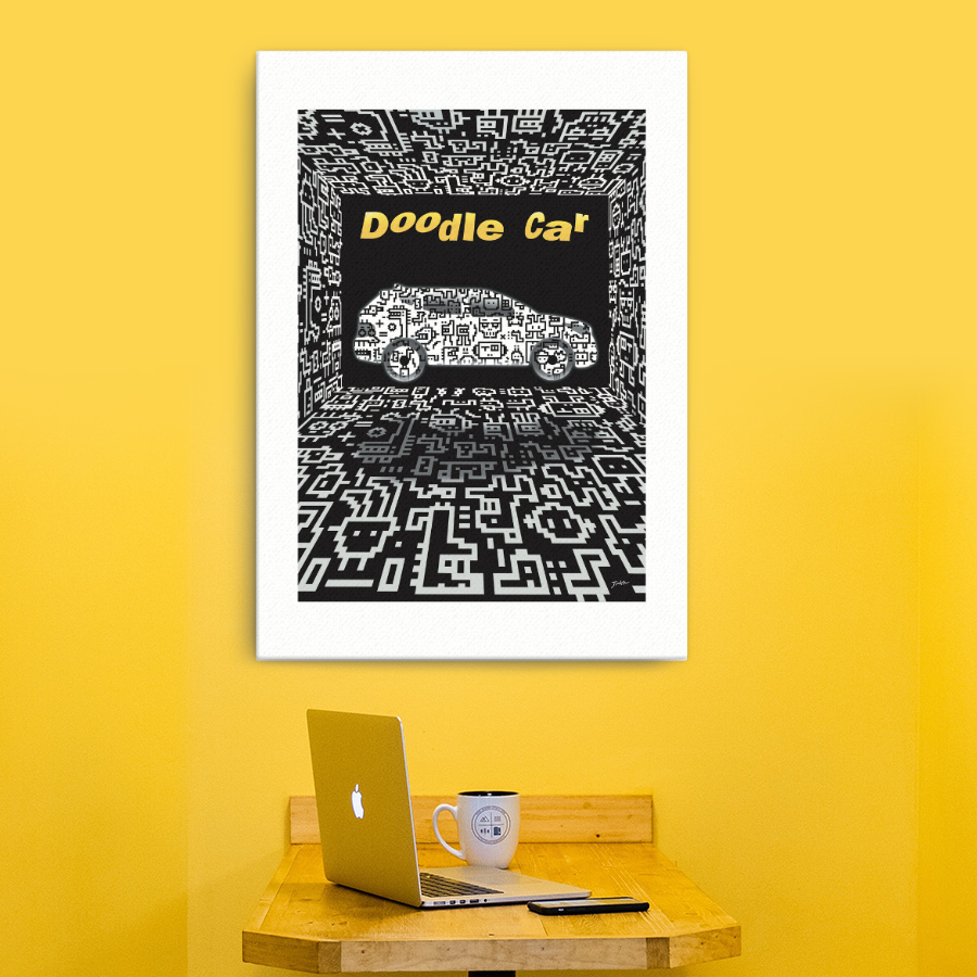 Doodle Car   Black, 글림작가 임진순 캔버스 액자 명화 작가 그림 포스터 인테리어 대형 A규격
