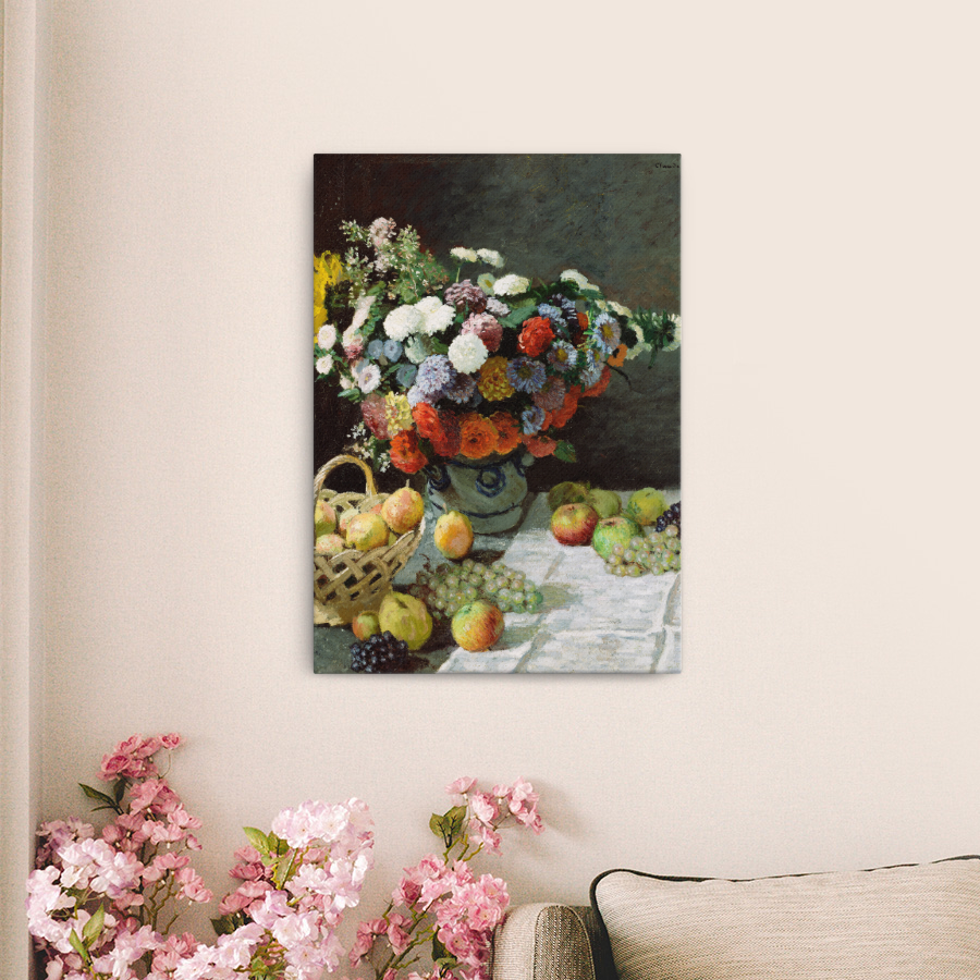 꽃과 과일이 있는 정물, 클로드 모네 캔버스 액자 명화 작가 그림 포스터 인테리어 대형 A규격