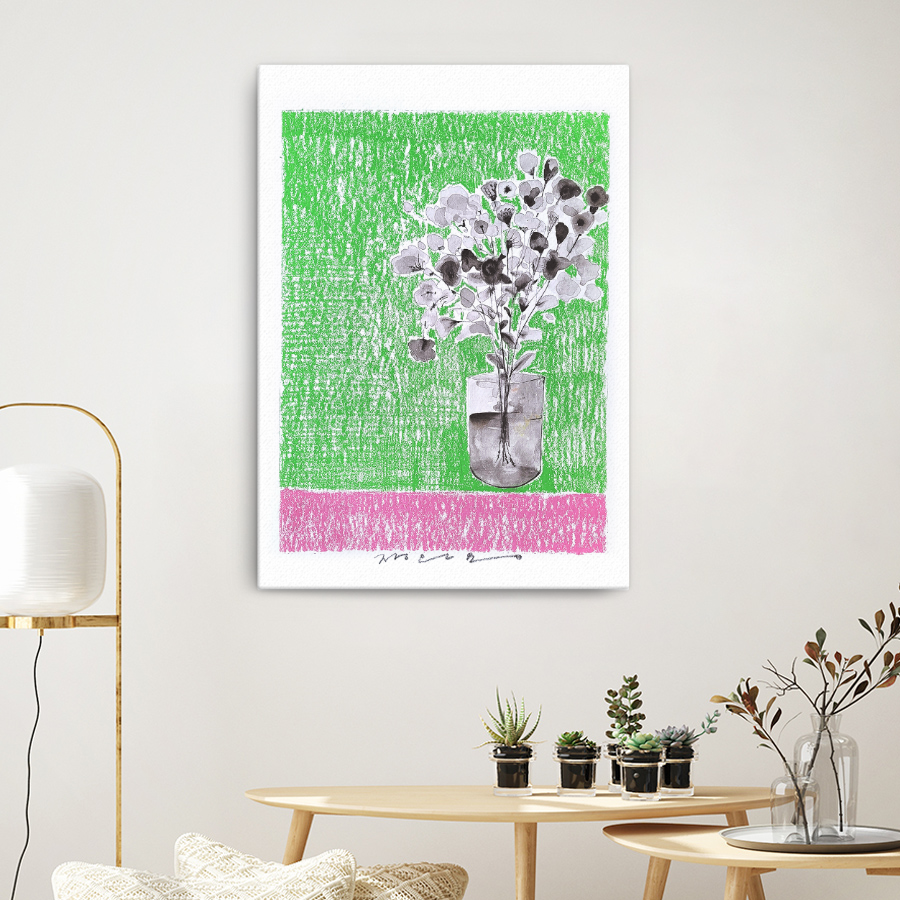 연두치마에분홍저고리꽃 장은용 캔버스 그림 포스터 거실 인테리어 선물 대형 액자 A규격