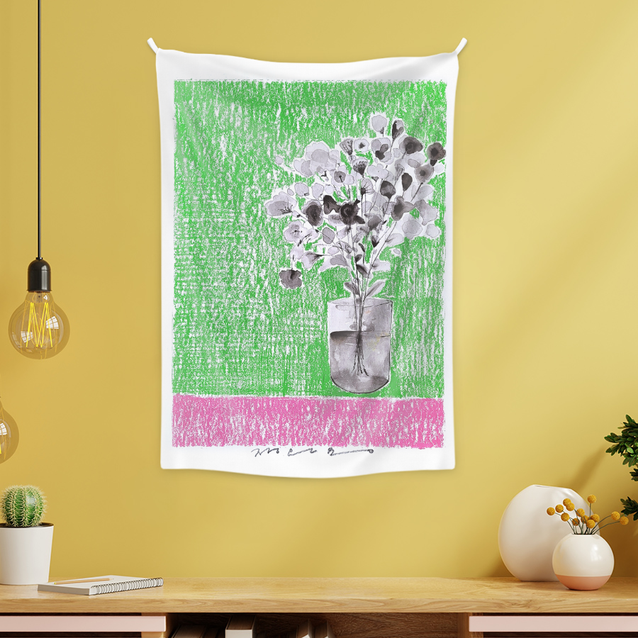 연두치마에분홍저고리꽃 장은용 천 패브릭 포스터 대형 인테리어 방 거실 그림 가리개 A규격