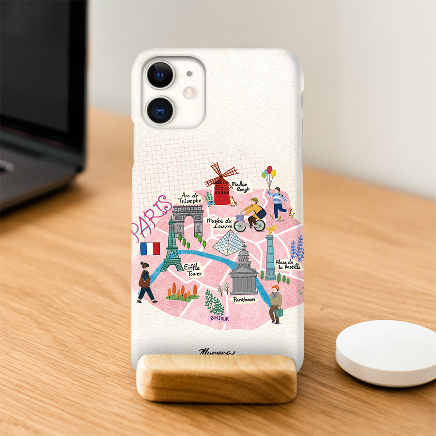 파리지도, 일루몽 폰케이스 디자인 슬림 젤리 범퍼 카드 아이폰 15 갤럭시 S24