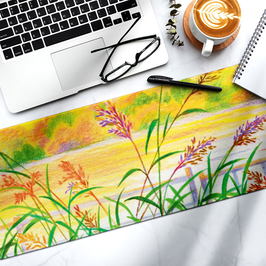 한강의 아침 모소 장패드 데스크 책상 키보드 마우스 대형 매트 명화 디자인