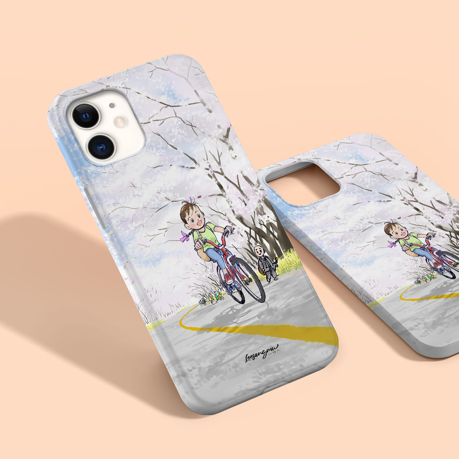 벚꽃길 자전거, 이상무 폰케이스 디자인 슬림 젤리 범퍼 카드 아이폰 15 갤럭시 S23