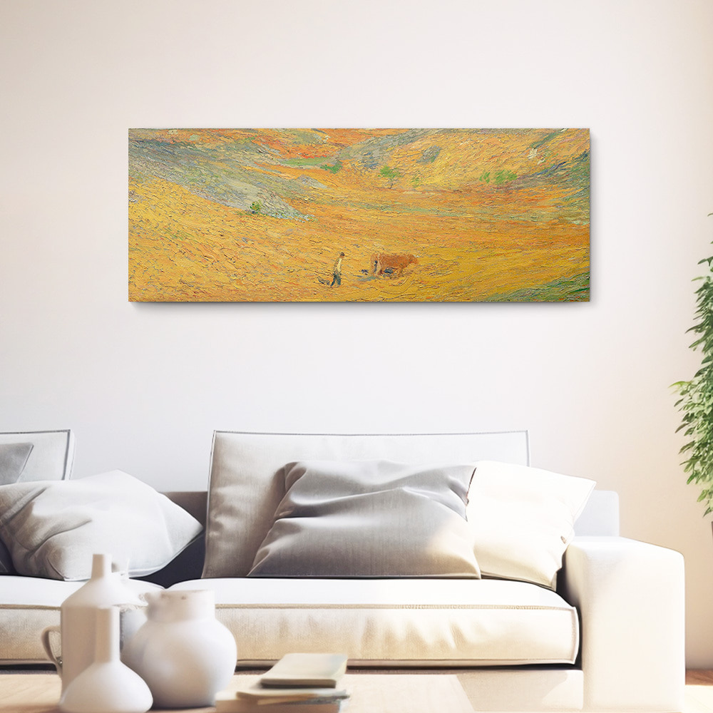 계곡 바닥의 농부 앙리 마틴 와이드 파노라마 대형 그림 거실 액자