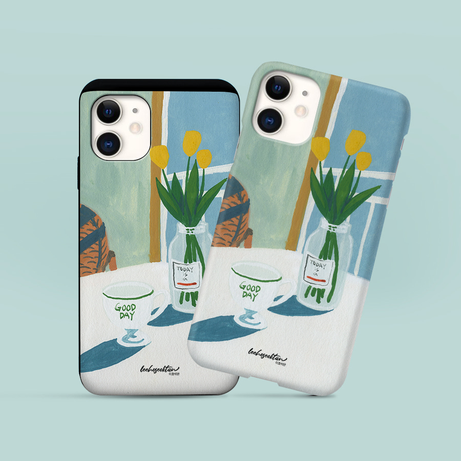 차와 꽃이 있는 봄, 이호석탄 폰케이스 디자인 슬림 젤리 범퍼 카드 아이폰 15 갤럭시 S24