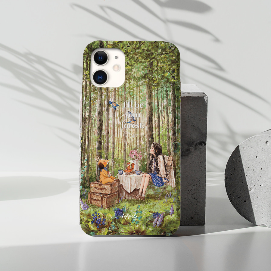 숲속 작은 카페, 애뽈 폰케이스 디자인 슬림 젤리 범퍼 카드 아이폰 15 갤럭시 S24