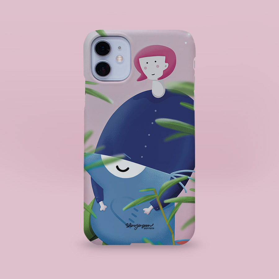 파랑새를 위로하는 소녀, 글림작가임진순 폰케이스 디자인 슬림 젤리 범퍼 카드 아이폰 15 갤럭시 S24
