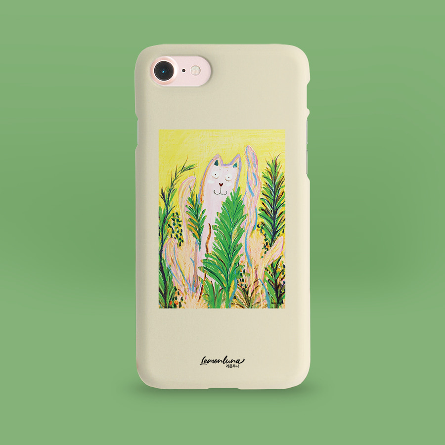 풀숲의 야옹이, 레몬루나 폰케이스 디자인 슬림 젤리 범퍼 카드 아이폰 15 갤럭시 S24