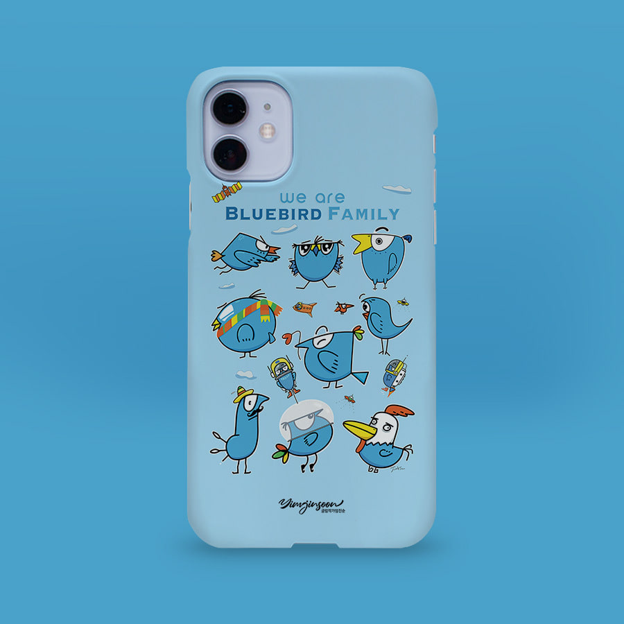 BLUEBIRD Family, 글림작가임진순 폰케이스 디자인 슬림 젤리 범퍼 카드 아이폰 15 갤럭시 S24