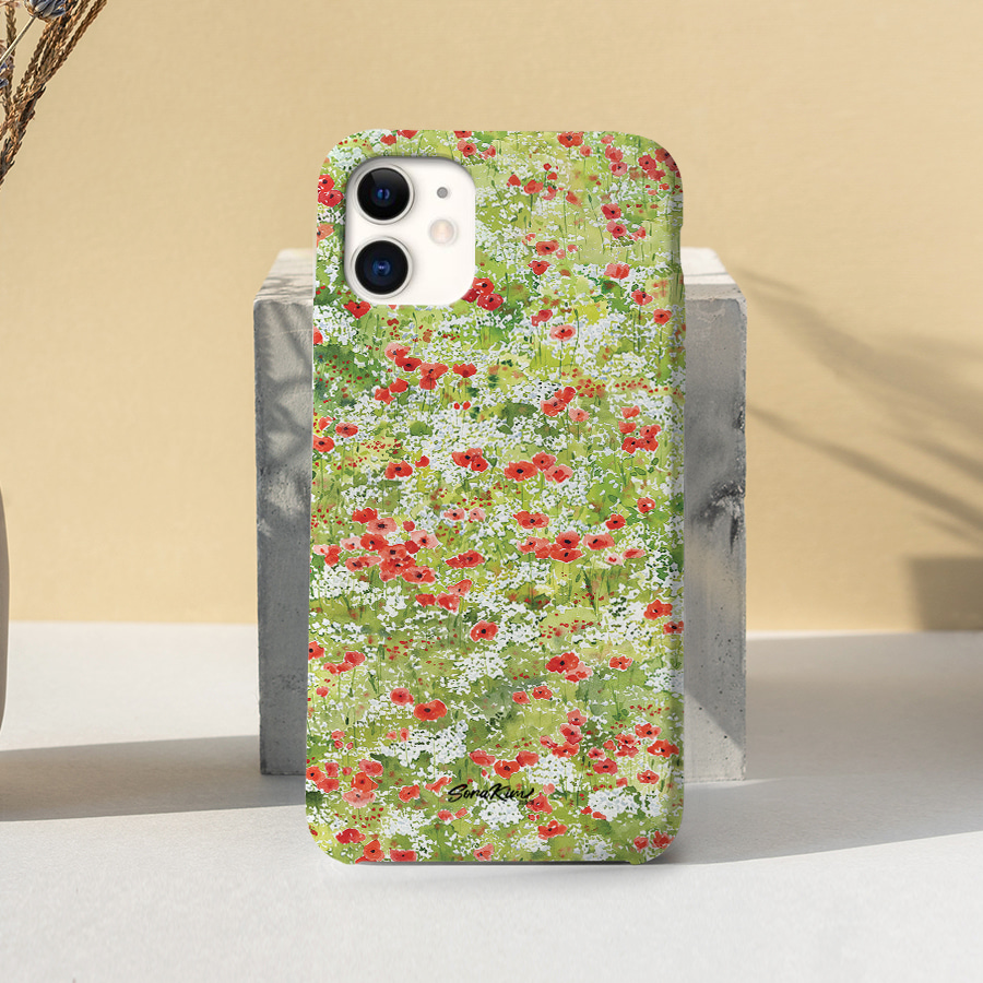 양귀비 들꽃, 김소라 폰케이스 디자인 슬림 젤리 범퍼 아이폰 15 갤럭시 S24