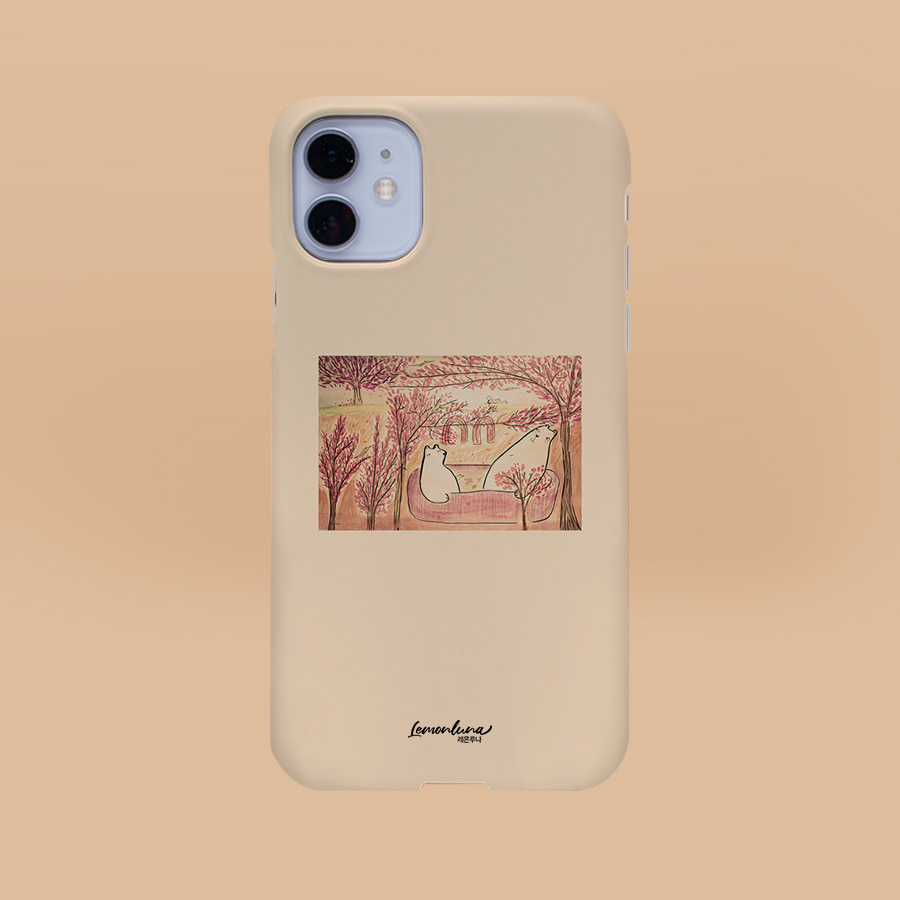 벚꽃나무아래 북극곰, 레몬루나 폰케이스 디자인 슬림 젤리 범퍼 카드 아이폰 15 갤럭시 S24