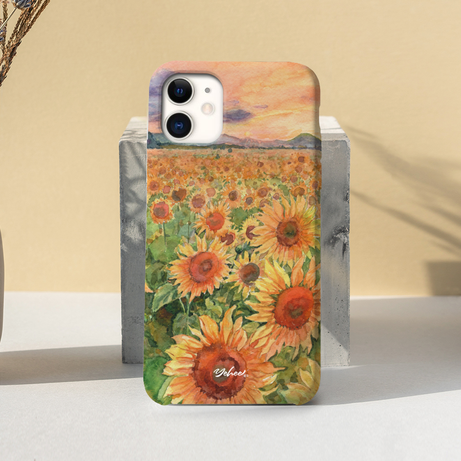 노을진 해바라기밭, 예희 폰케이스 디자인 슬림 젤리 범퍼 카드 아이폰 15 갤럭시 S24