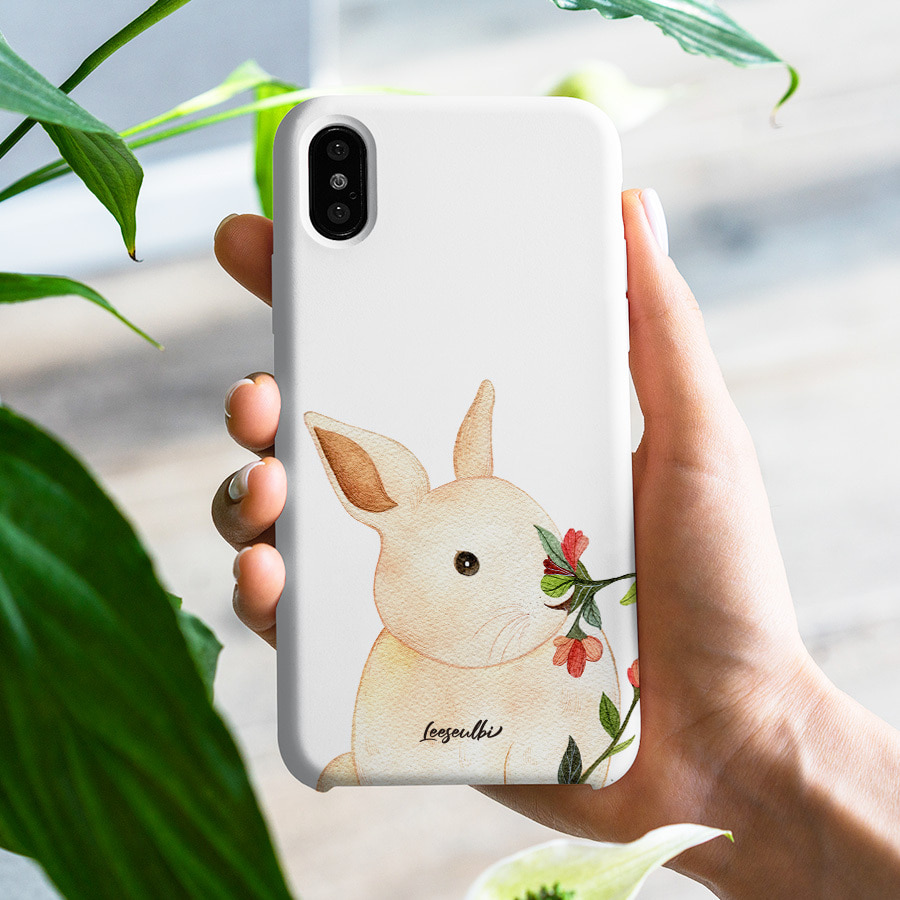 꽃 토끼, 이슬비 폰케이스 디자인 슬림 젤리 범퍼 아이폰 15 갤럭시 S24