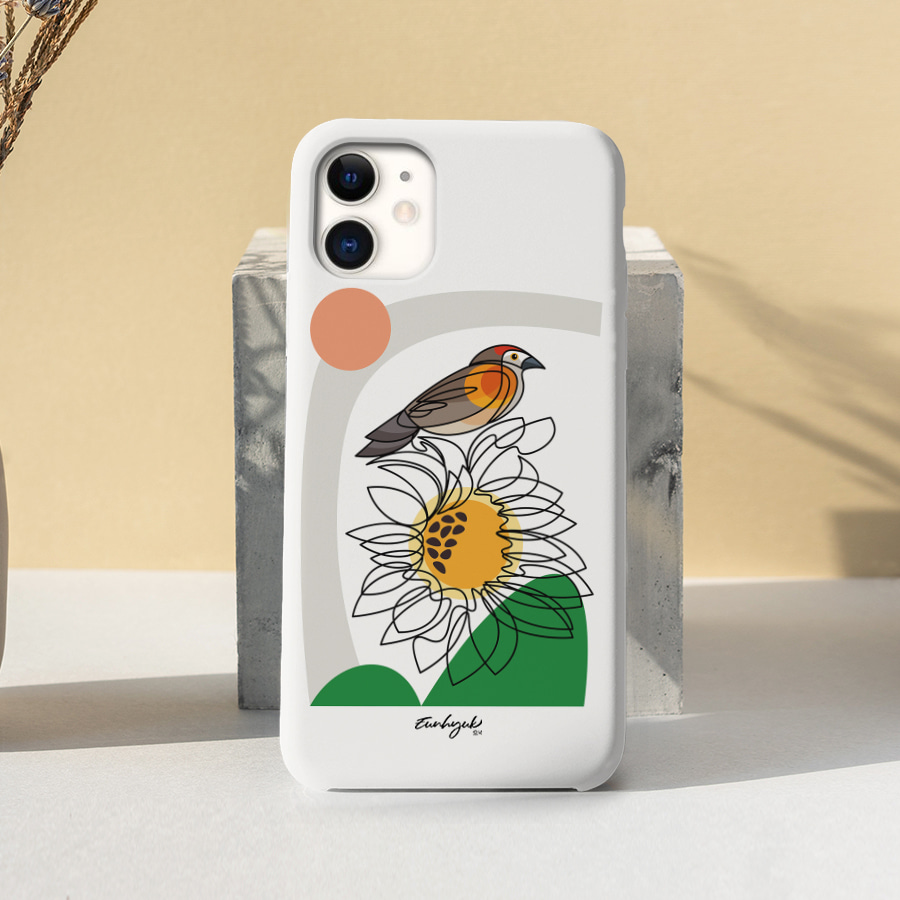 새와 해바라기 2, 으녁 폰케이스 디자인 슬림 젤리 범퍼 카드 아이폰 15 갤럭시 S24